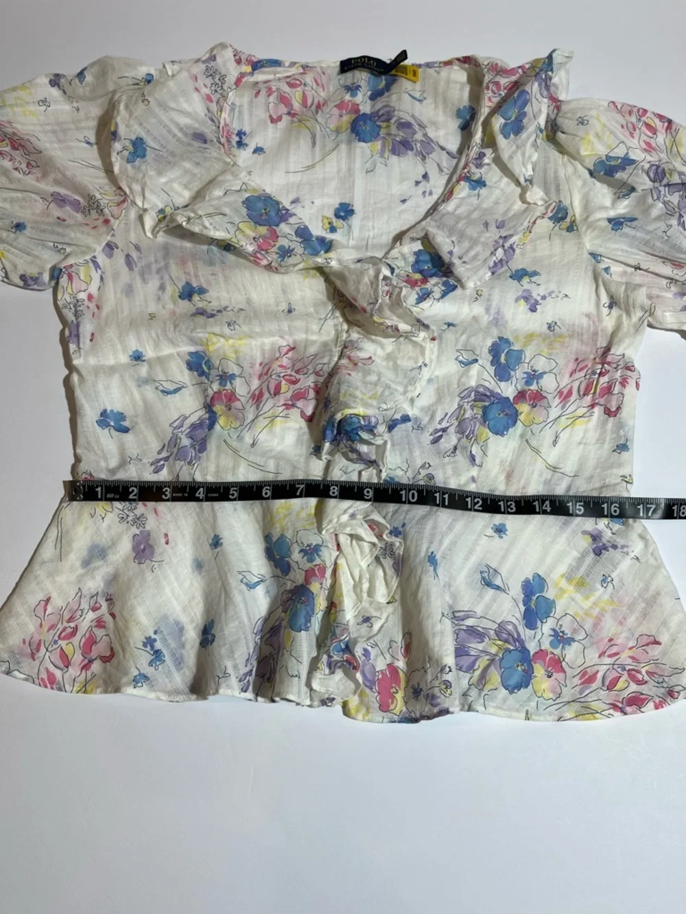 Polo Ralph Lauren Ryle Floral Print Ruffle Trim Blouse - Picture 8 of 11